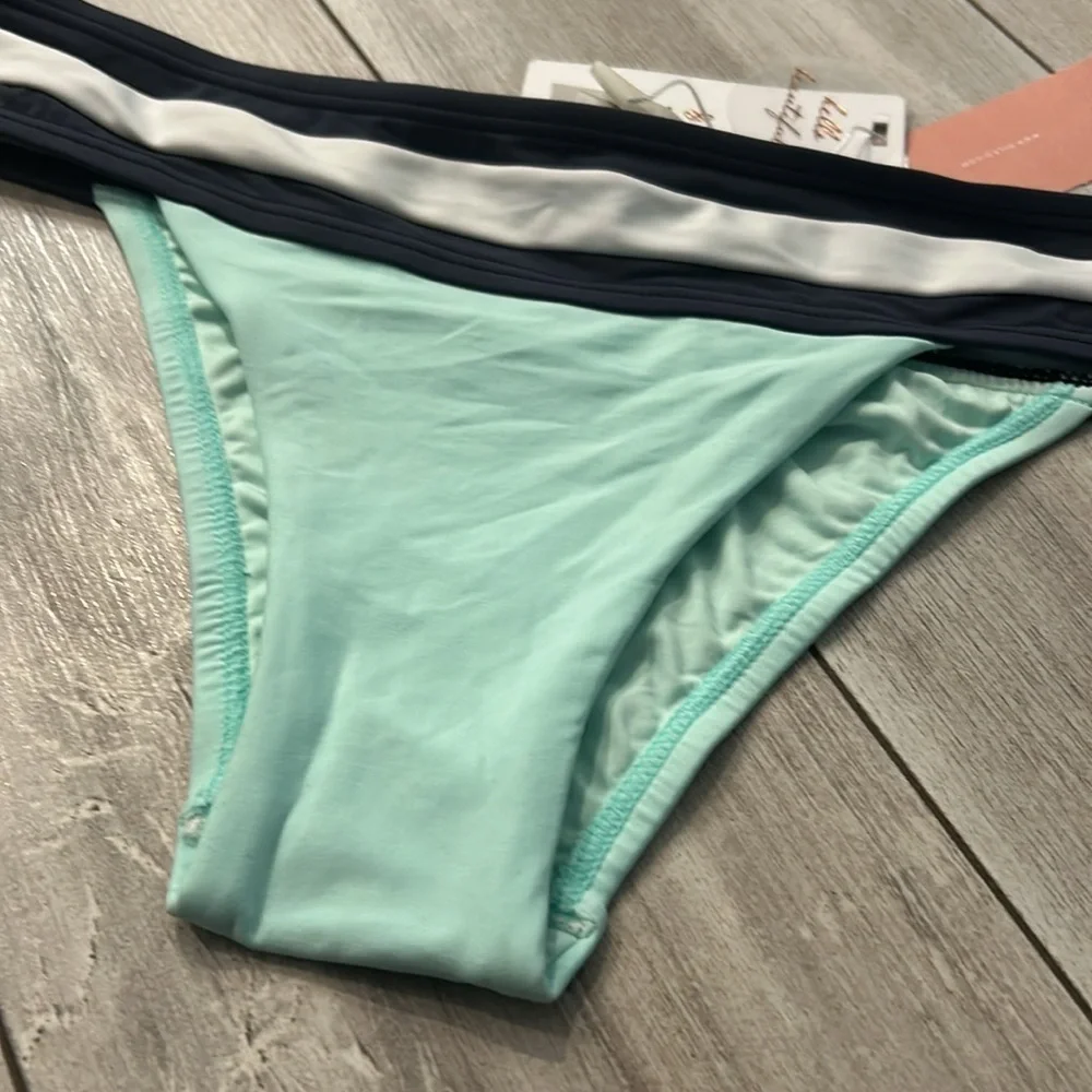 PILYQ Aquamarine banded color block teeny bikini swim bottom size Large